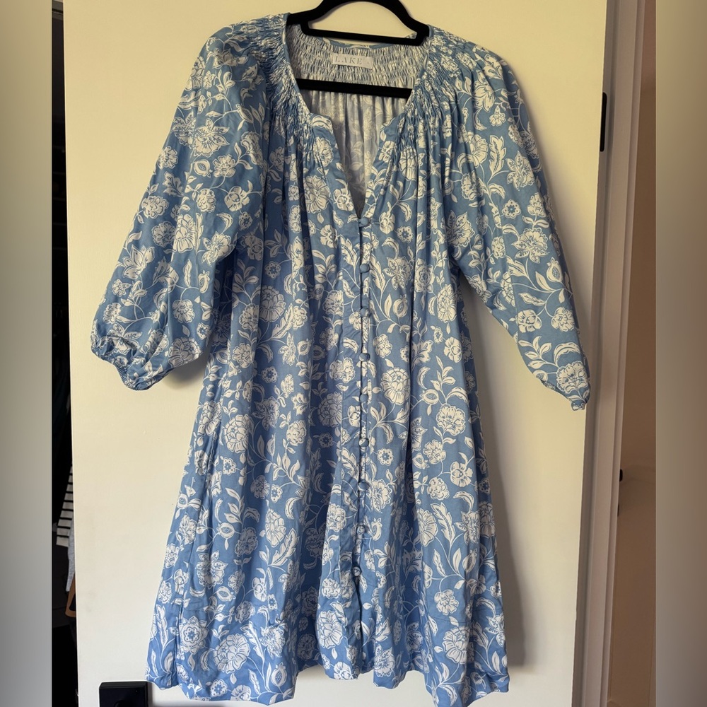 Lake Blue Floral Dress - L